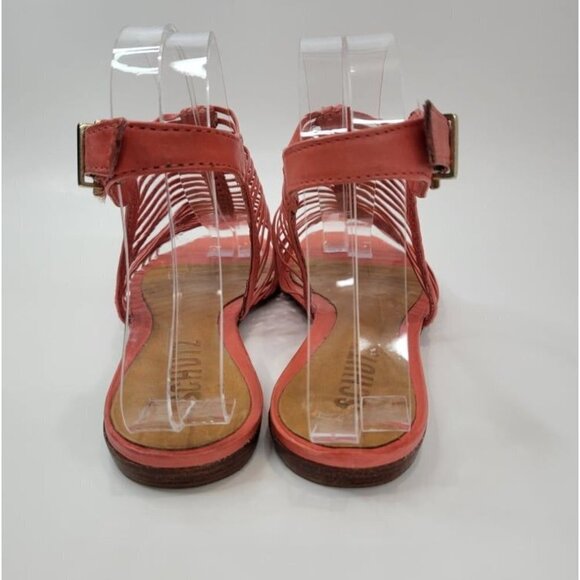 SCHUTZ Coral Peach Low Gladiator Rome Flat Sandals - Picture 6 of 9